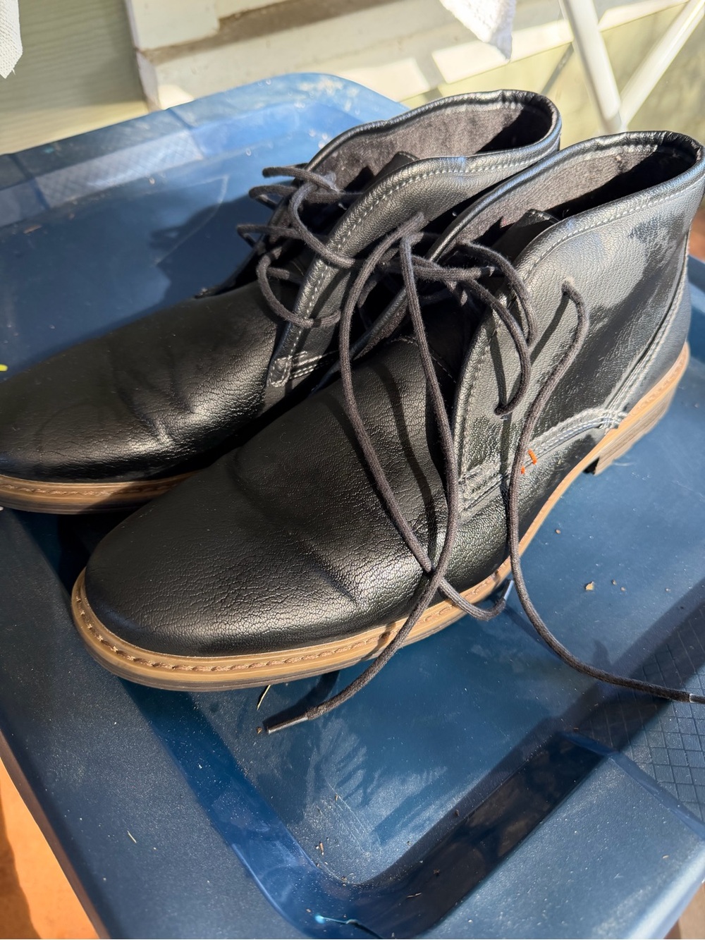 Classic Black Leather Chukka Boots with Contrasting Tan Sole